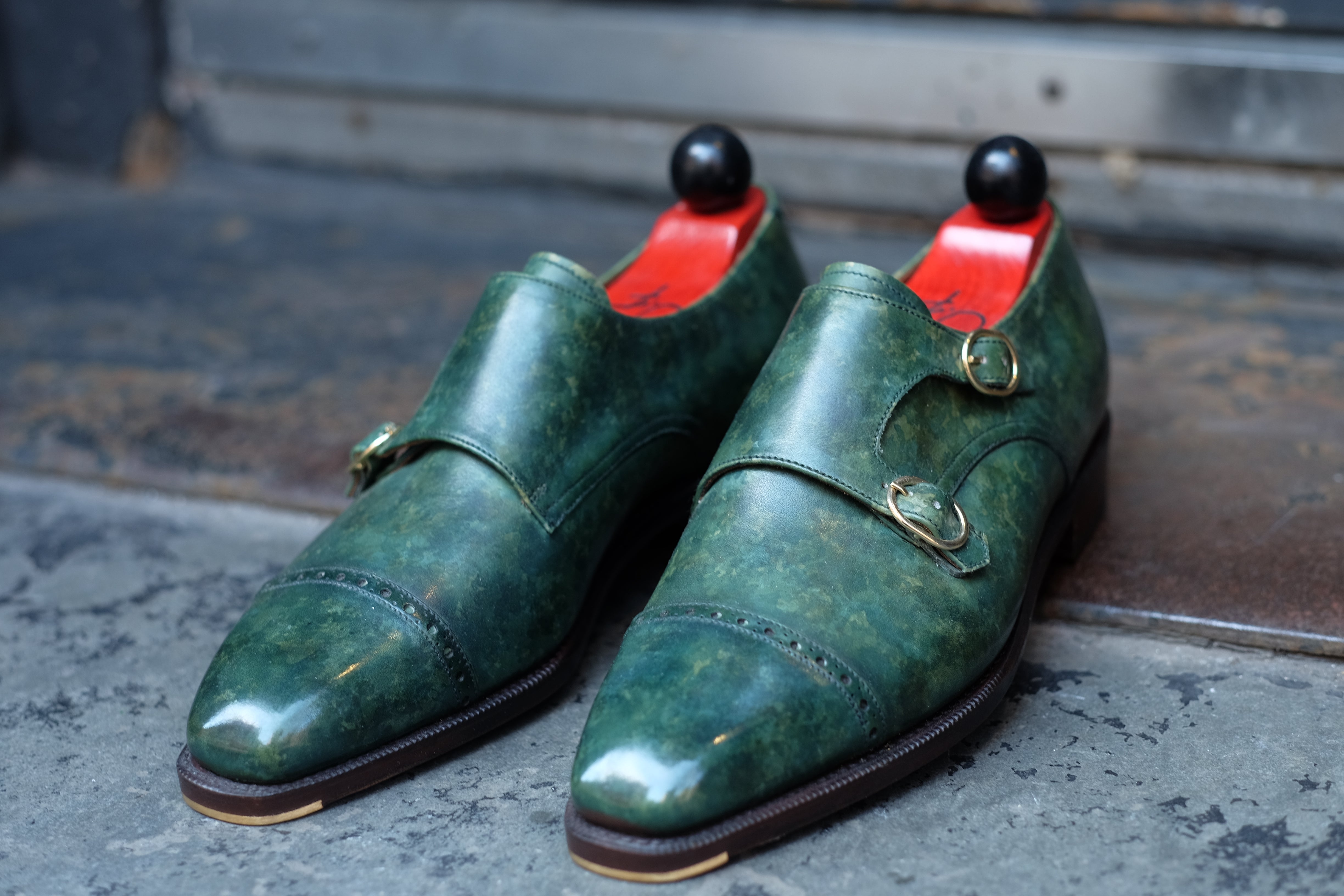 Woodland - MTO - Forest Green Marble Patina - LPB Last - Single Leather Sole