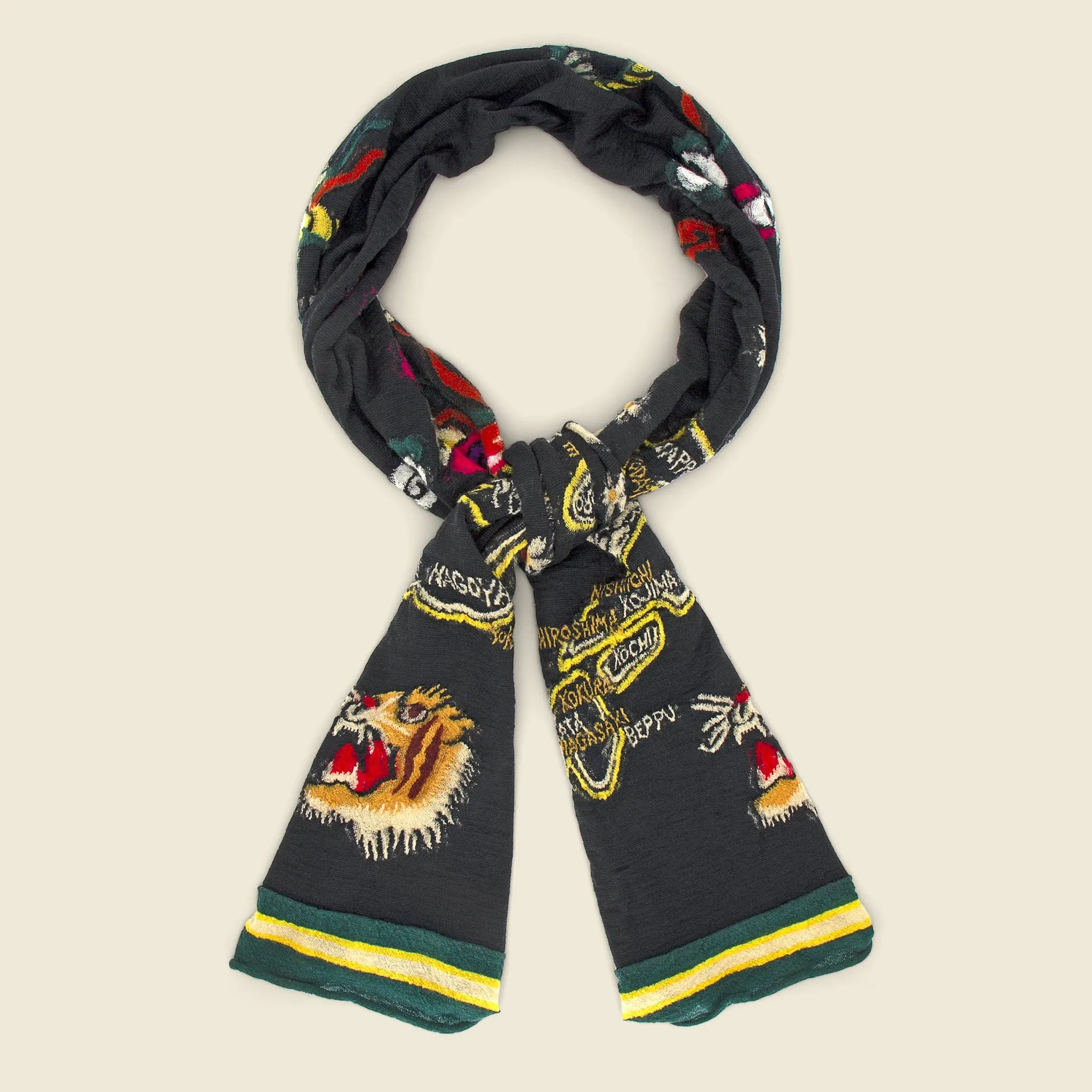 Wool HAPPY SOUVENIR Scarf - Black