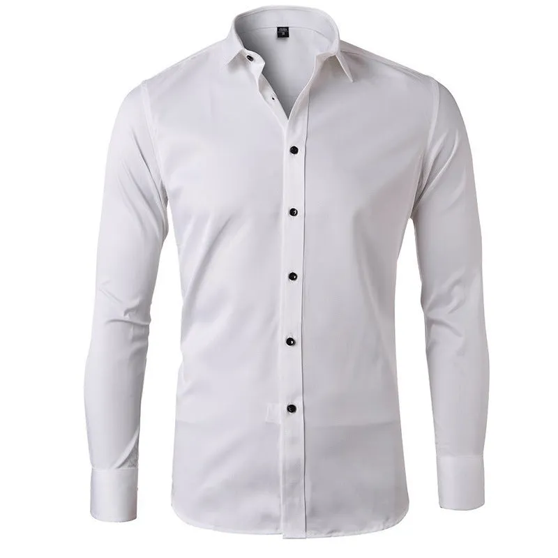 Xituodai Gray Elastic Bamboo Fiber Shirt Men Brand New Long Sleeve Mens Dress Shirts Non Iron Easy Care Business Work Chemise Ho