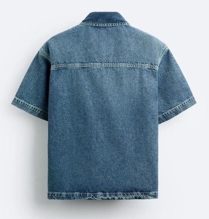 ZARA  |Denim Short Sleeves Shirts