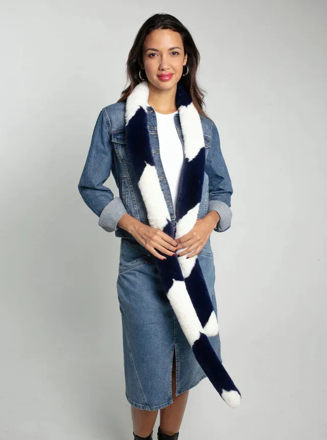 Ziggy Faux Fur Scarf Navy/Cream